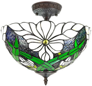 LumiLamp Tiffany Deckenleuchte Ø 36x35 cm Grün Weiß