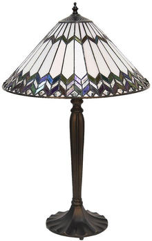 LumiLamp Tiffany Tischlampe Ø 40x62 cm Weiß Braun