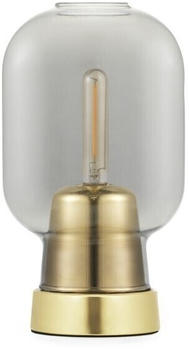 Normann Copenhagen Amp brass Tischleuchte grau, zylinderförmig, Glas 14x26x14 cm rauch/messing smoke/brass (702)