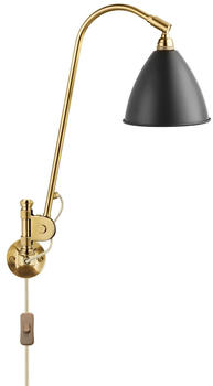 Gubi BL6 Wandleuchte mit Schalter schwarz, glockenförmig, max. 30 Watt, Metall 16x42x16 cm Kohlenschwarz/messing charcoal black/brass (405)