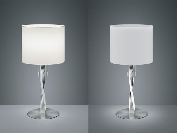 Trio LED Tischlampe NANDOR mit Stoff Lampenschirm weiß und beleuchtetem Gestell