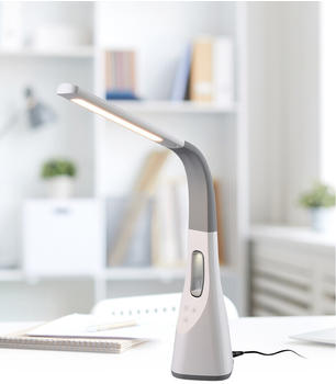 Trio LED Schreibtischlampe Touch Dimmer Bürolampe Tageslicht mit USB & Ventilator