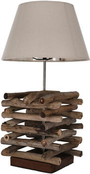 Guru-Shop Tischleuchte / Tischlampe, in Bali Handgemachtes Unikat aus Naturmaterial,Treibholz, Baumwolle - Modell Tara, Braun, Treibholz,Baumwollstoff, 60*30*30 cm