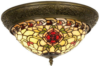 LumiLamp Tiffany Deckenleuchte Ø 38x19 cm Rot Grün Glas Dreieck