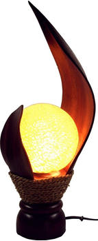 Guru-Shop Palmenblatt Tischlampe / Tischleuchte, in Bali Handgemacht aus Naturmaterial, Palmholz - Modell Livia2, Braun, Palmblätter,Holz, 35*18*18 cm