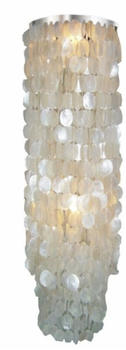 Guru-Shop Deckenlampe Muschelleuchte aus Hunderten Capiz, Perlmutt Plättchen - Modell Samoa XL Chrome, Weiß, Muschelscheiben,Metall, 200*40*40 cm
