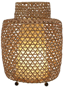 Guru-Shop Tischlampe / Tischleuchte, in Bali Handgemacht aus Naturmaterial - Modell Portotorres, Creme-weiß, Bambus, 40*30*30 cm