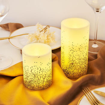 Pauleen LED Wachskerze Golden Glitter in Elfenbein und Gold 2x 0,2W 4lm beige / creme