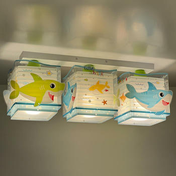 Dalber Kinderzimmer Deckenleuchte Baby Shark in Mehrfarbig und Weiß E27 3-flammig multicolor