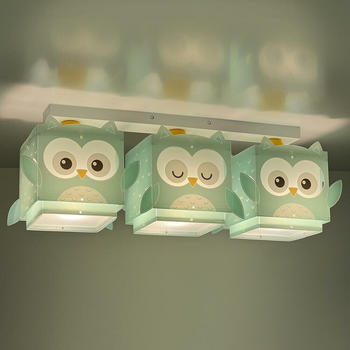 Dalber Kinderzimmer Deckenleuchte Little Owl in Hellblau und Weiß E27 3-flammig blau