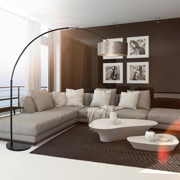 Steinhauer Stehleuchte Sparkled Light in Schwarz und Taupe E27 500mm schwarz