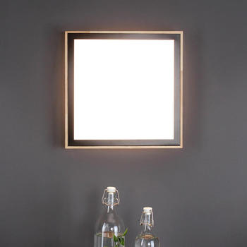 Lutec LED Deckenleuchte Solstar in Natur-hell und Schwarz 12W 1150lm eckig braun