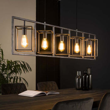 famlights Pendelleuchte Carsten in Silber E27 5-flammig silber