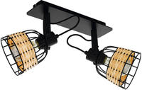EGLO Deckenspot "ANWICK 1 Deckenstrahler, Stahl und Rattan, Wohnzimmerlampe,