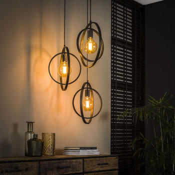 famlights Pendelleuchte Henrik in Grau E27 3-flammig Rondell grau