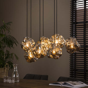 famlights Pendelleuchte Jakub in Transparent und Chrom E27 7-flammig transparent
