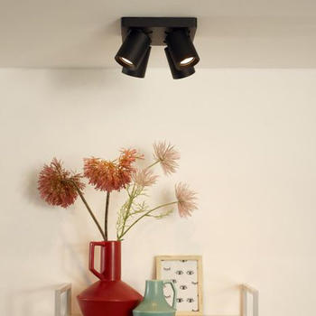 Lucide LED Deckenstrahler Nigel 4x5W GU10 in Schwarz 4-flammig schwarz