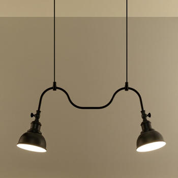 famlights Pendelleuchte Inga aus Stahl in Schwarz E27 2 x 60 W schwarz