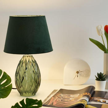 Pauleen Tischleuchte Crystal Velvet in Gr&uuml;n E14 gr&uuml;n