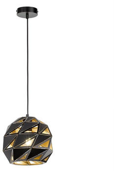 Wofi Designer Pendelleuchte JUBA mit durchbrochenem Metallschirm in schwarz gold