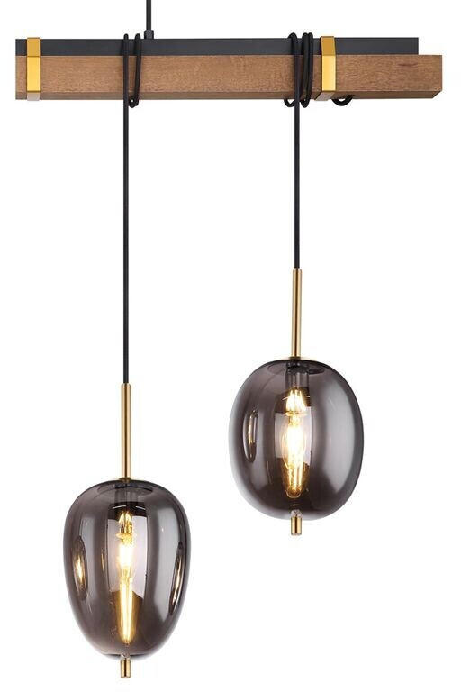 Globo Pendelleuchte GORLEY – 4-flammig, Schwarz Matt Mit Rauchglas, 110x140 Cm