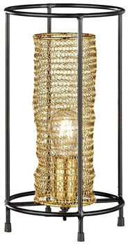 Fischer & Honsel Schöne Tischlampe schwarz goldfarben, moderne Wohnzimmerlampe & Flurleuchte E27