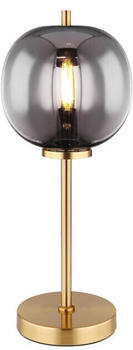 Globo Tischleuchte BLACKY mit Rauchglas Lampenschirm Ø 18,5cm, Metall Messing