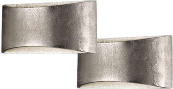 Fischer & Honsel 2er Set flache LED Up Down Wandleuchten dimmbar - Design halbrund Silber Antik