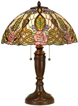 LumiLamp Tiffany Tischlampe Ø 47*61 cm E27/max 2*60W Grün, Rosa Glasmalerei Halbrund Rose Schreibtischlampe Tiffany Tiffany Lampe