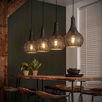 famlights Pendelleuchte Louisa in Schwarz und Braun E27 4-flammig [Gebraucht - Gut] schwarz