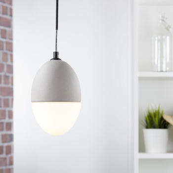 famlights Pendelleuchte Dinko aus Beton und Glas in Grau und Weiß, E27, max. 25W Grau
