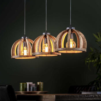 famlights Pendelleuchte Emil in Natur E27 3-flammig braun