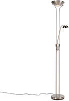 Qazqa led Modern Deckenfluter mit Lesearm, Stehleuchte, Stehlampe - Diva - Silber