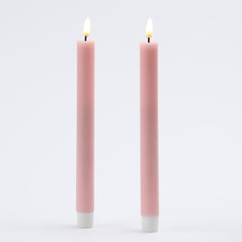 Deluxe Homeart Mia LED Tafelkerzen flackernd 24cm 2er-Set rosa