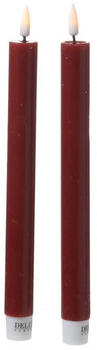 Deluxe Homeart Mia LED Tafelkerzen flackernd 24cm 2er-Set bordeaux