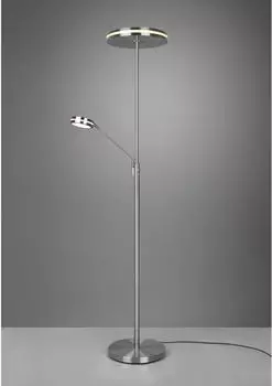 Trio Großer LED Deckenfluter FRANKLIN mit Lesearm, Höhe 181cm, Silber