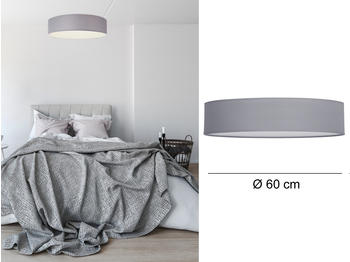 Smartwares Deckenleuchte mit Stoff Lampenschirm Grau 60cm - Textil Deckenlampe Stoffschirm
