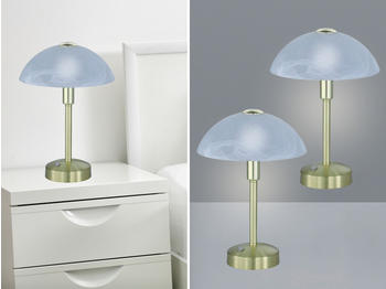 Trio 2er SET LED Tischleuchten Messing Alabaster Schirm 4-fach Touch Dimmer 30cm