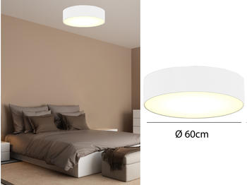 Smartwares Deckenleuchte mit Stoff Lampenschirm Weiß 60cm - Textil Deckenlampe Stoffschirm