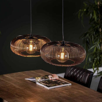 famlights Pendelleuchte Nadine in Kupfer E27 2-flammig schwarz
