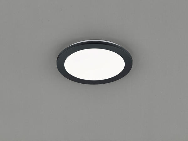 Trio Kleine LED Deckenleuchte CAMILLUS flache Badezimmerlampe rund Ø26cm schwarz IP44