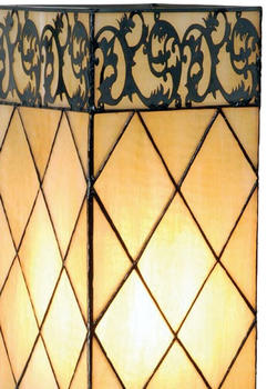 LumiLamp Tiffany Tischlampe 18*18*45 cm E27/max 1*40W Beige ,Braun Glasmalerei Quadratisch Schreibtischlampe Tiffany Tiffany Lampe