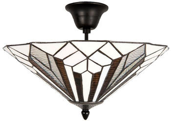 LumiLamp Tiffany Deckenleuchte Ø 40x28 cm Weiß Braun Metall Glas