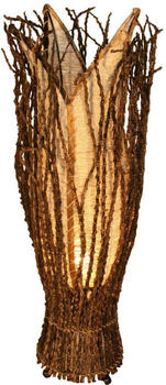 Guru-Shop Tischlampe / Tischleuchte `Flores`, in Bali Handgemacht aus Naturmaterial, Mehrfarbig, Kokosfaser,Rattan, Farbe: Natur-weiß, 70*20*20 cm