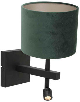 Steinhauer Wandleuchte Stang in Schwarz und Grün E27 mit Lesearm schwarz