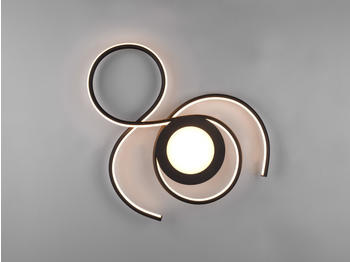 Trio Geschwungene LED Deckenleuchte JIVE mit Fernbedienung, Breite 50cm, Schwarz
