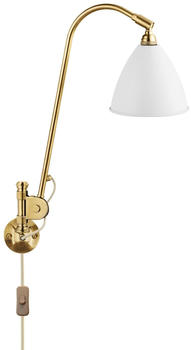 Gubi BL6 Wandleuchte mit Schalter weiß, glockenförmig, max. 30 Watt, Metall 16x42x16 cm matt weiß/messing matt white/brass (407)