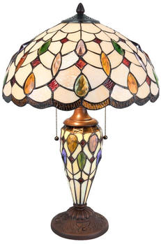 LumiLamp Tiffany Tischlampe Ø 40x60 cm Beige Braun Glas