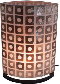 Guru-Shop Tischlampe / Tischleuchte, in Bali Handgemacht aus Naturmaterial, Capiz / Perlmutt - Modell Namuno, Braun, Muschelscheiben,Metall, Größe: 40 cm