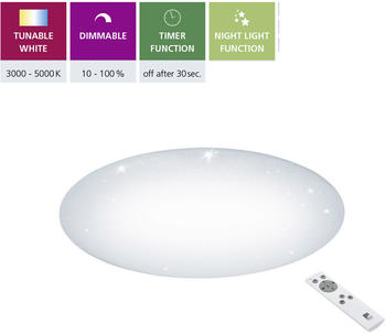 Eglo 97542 LED Deckenleuchte GIRON-S mit Kristallen weiß weiß Ø76cm H:8,5cm